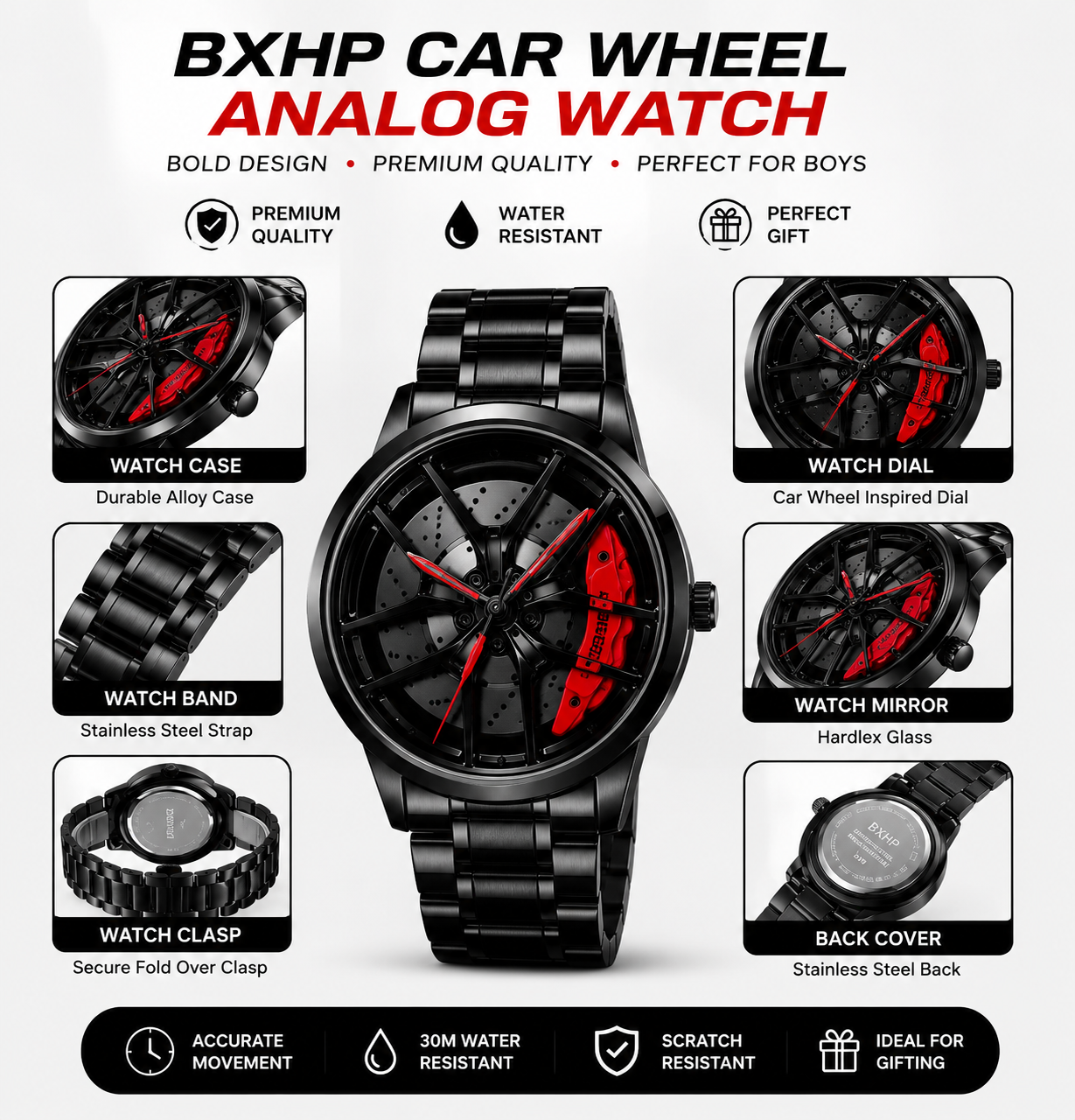 Red Caliper Watch