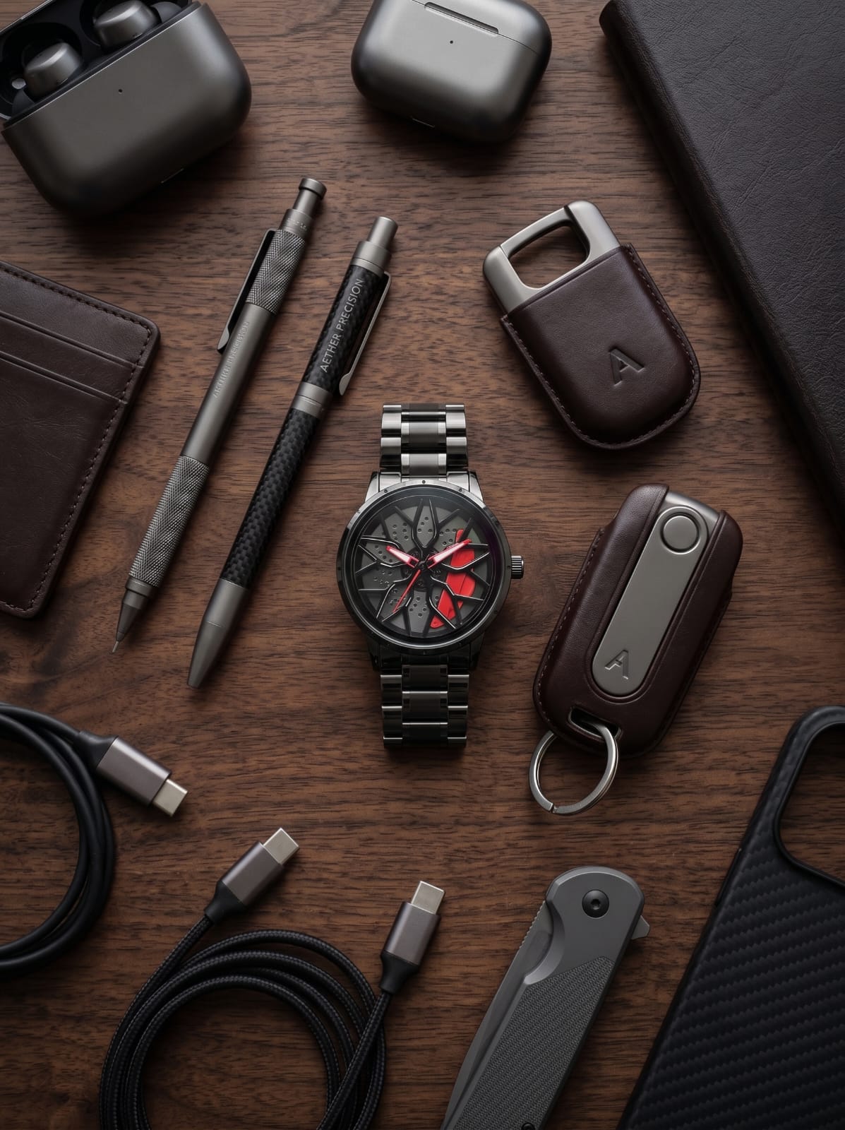 Red Caliper Watch